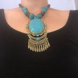 Chunky Turquoise Pendant Necklace